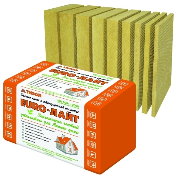 Утеплитель Тизол ЕВРО-Лайт 50 К 1000х600х100 мм, 8 шт. уп